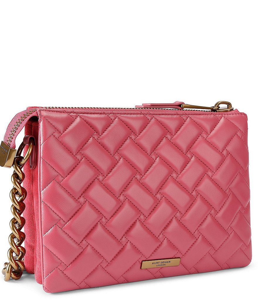Kurt Geiger London Kensington Puff 3 Pouch Suede Quilted Crossbody Bag
