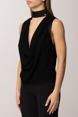 Elisabetta Franchi Top Smanicato In Georgette Di Viscosa