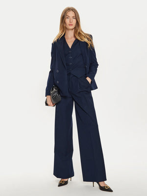 TWINSET Υφασμάτινο παντελόνι 242TP2151 Σκούρο μπλε σε γραμμή Wide Leg