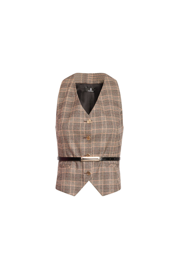 Gilet regular fit made in Prince of Wales fabric