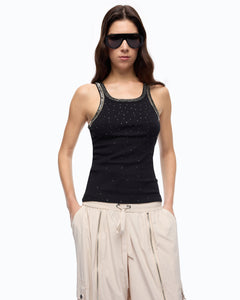 Ribbed top with bejewelled embellishment