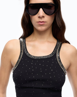 Ribbed top with bejewelled embellishment
