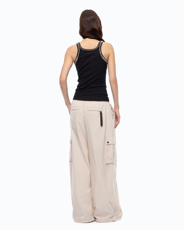 Ribbed top with bejewelled embellishment