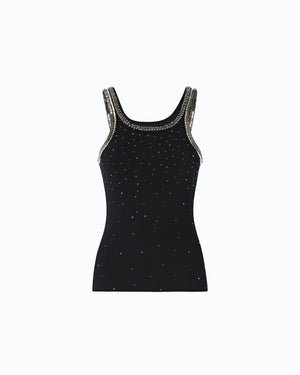 Ribbed top with bejewelled embellishment