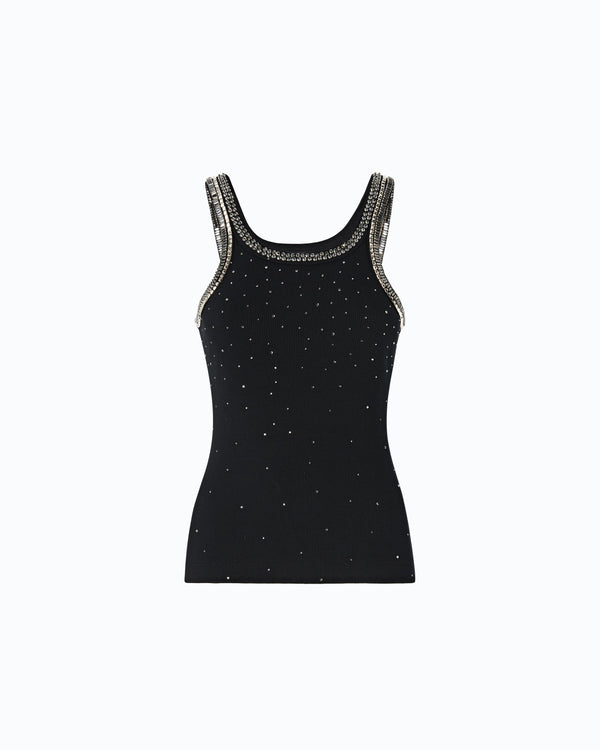 Ribbed top with bejewelled embellishment