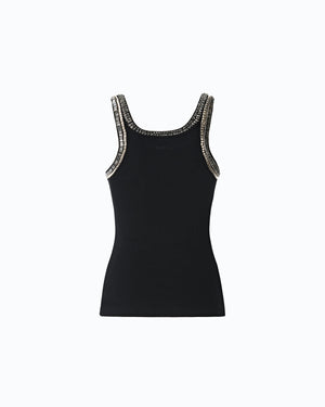 Ribbed top with bejewelled embellishment