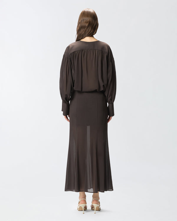 V-neck blouse with gathering