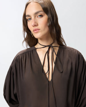 V-neck blouse with gathering