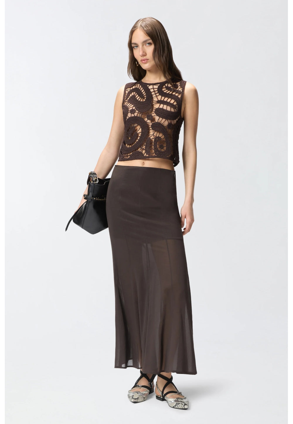 Long skirt with sheer details