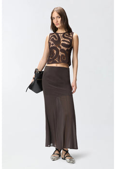 Long skirt with sheer details