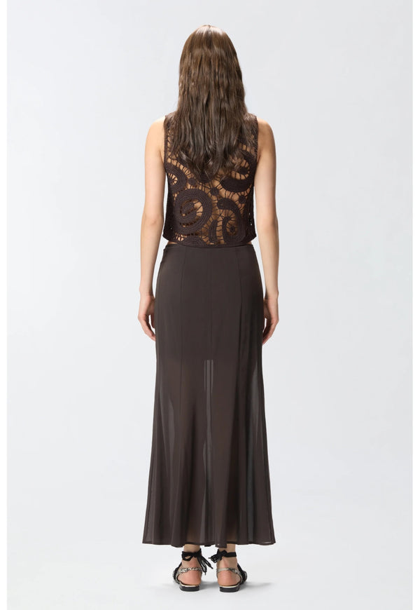 Long skirt with sheer details