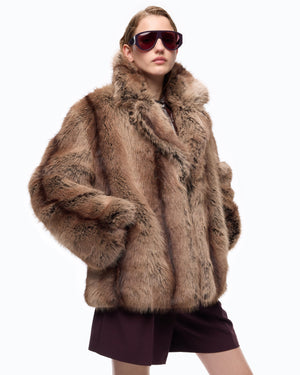 Fur-effect pea coat