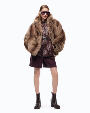 Fur-effect pea coat