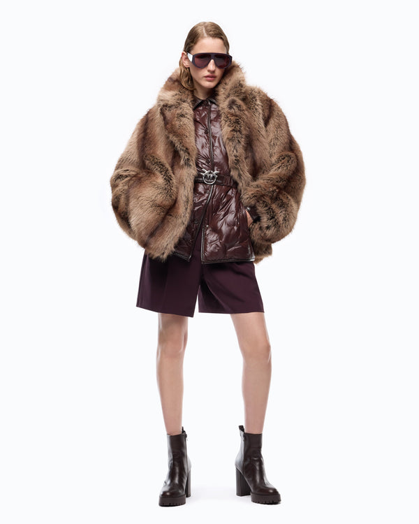 Fur-effect pea coat