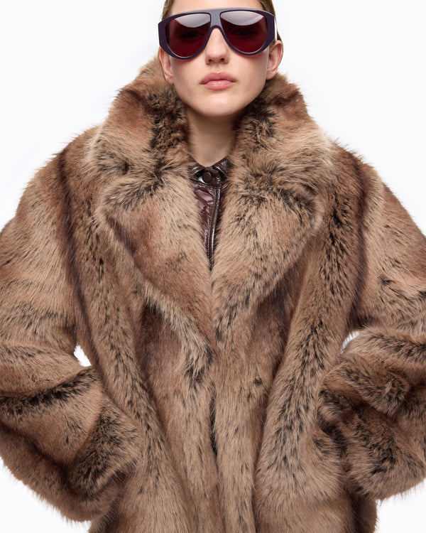 Fur-effect pea coat