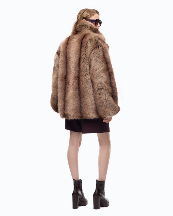 Fur-effect pea coat