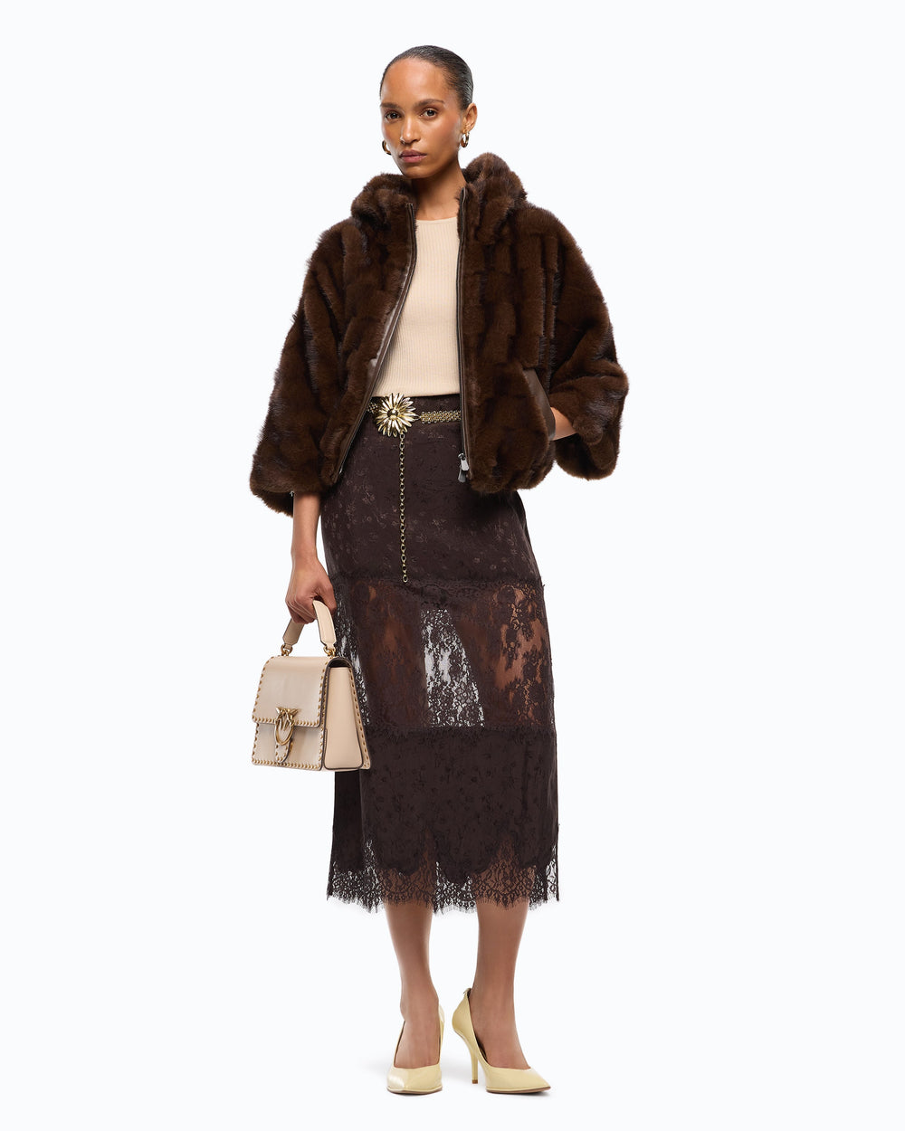 Faux fur blouson jacket with hood