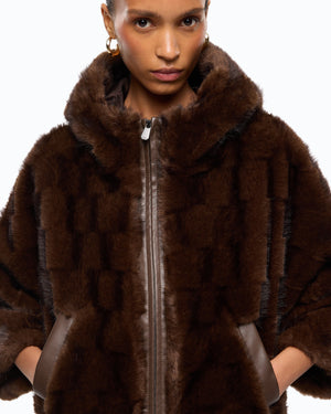 Faux fur blouson jacket with hood