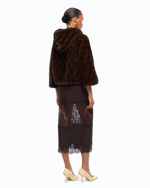Faux fur blouson jacket with hood