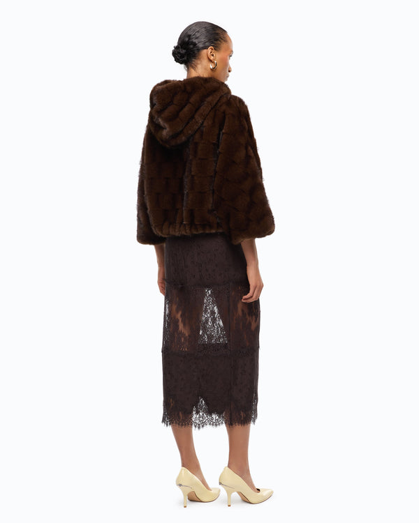 Faux fur blouson jacket with hood