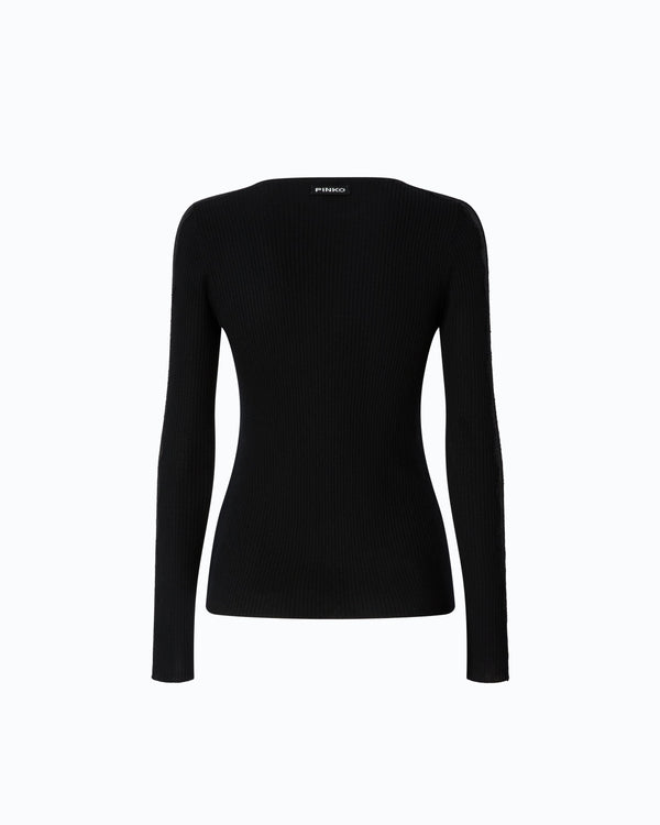 Ribbed sweater with lace