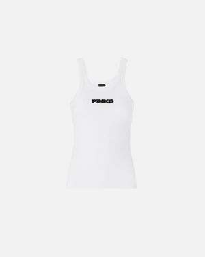 Ribbed vest top with PINKO 3D logo