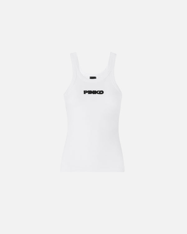 Ribbed vest top with PINKO 3D logo