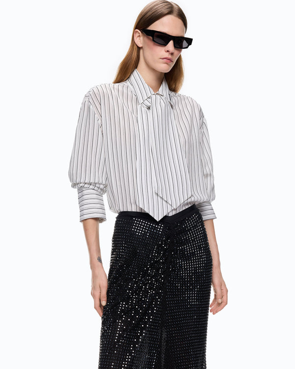 Striped shirt with tie