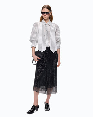 Striped shirt with tie