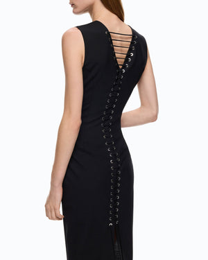 Slim-fit midi dress with lacing