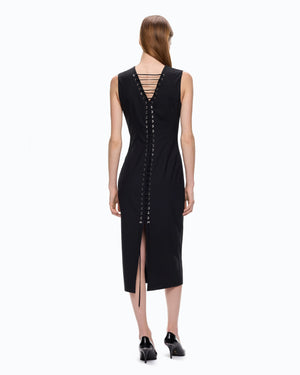 Slim-fit midi dress with lacing