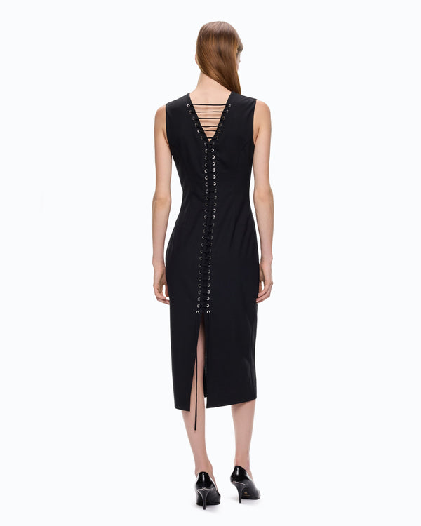 Slim-fit midi dress with lacing