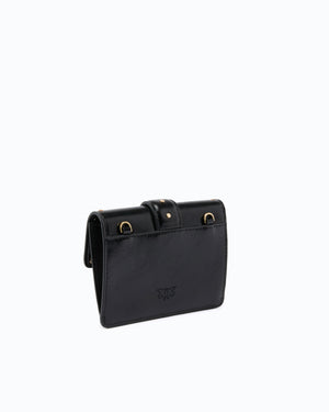 Love Pocket card holder in leather with chain shoulder strap