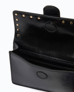 Love Pocket card holder in leather with chain shoulder strap