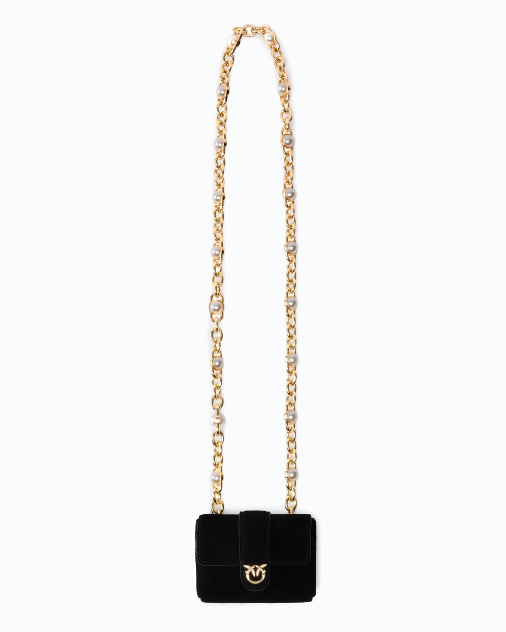 Pocket Necklace suede card holder with jewel shoulder strap