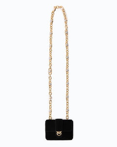 Pocket Necklace suede card holder with jewel shoulder strap