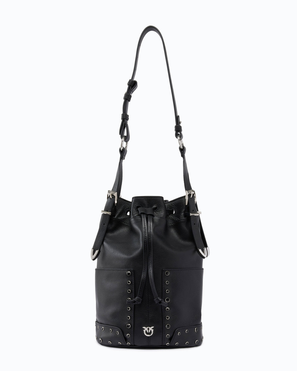 Bucket Mini crossbody bag in leather with jewel studs
