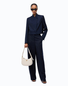 Barrel-fit trousers in wool-blend fabric