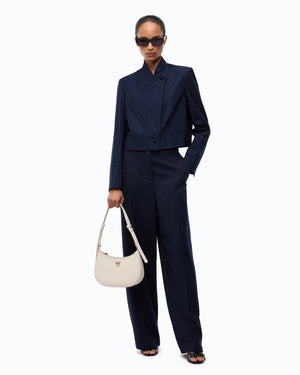 Barrel-fit trousers in wool-blend fabric