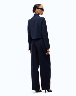 Barrel-fit trousers in wool-blend fabric
