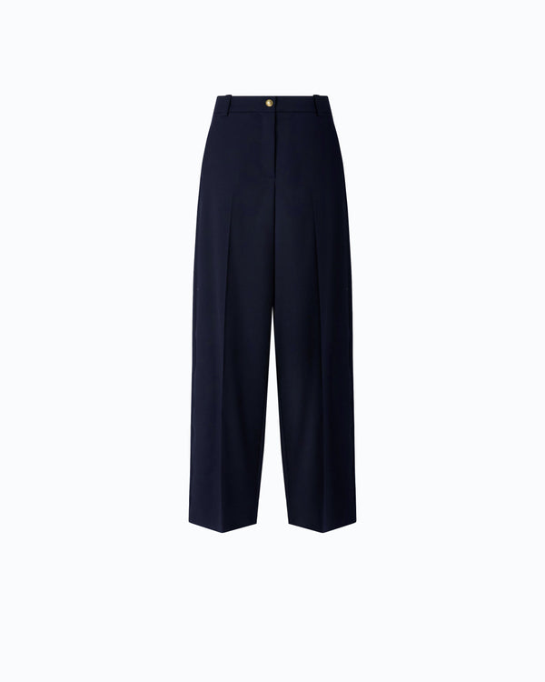 Barrel-fit trousers in wool-blend fabric