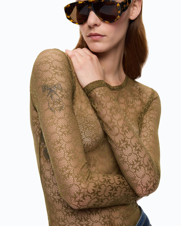Stretch lace sweater with Love Birds logo motif