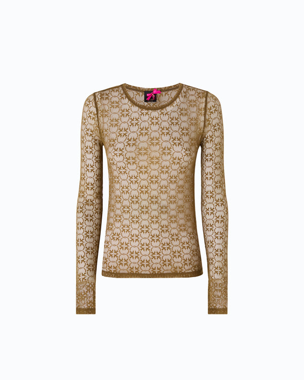 Stretch lace sweater with Love Birds logo motif