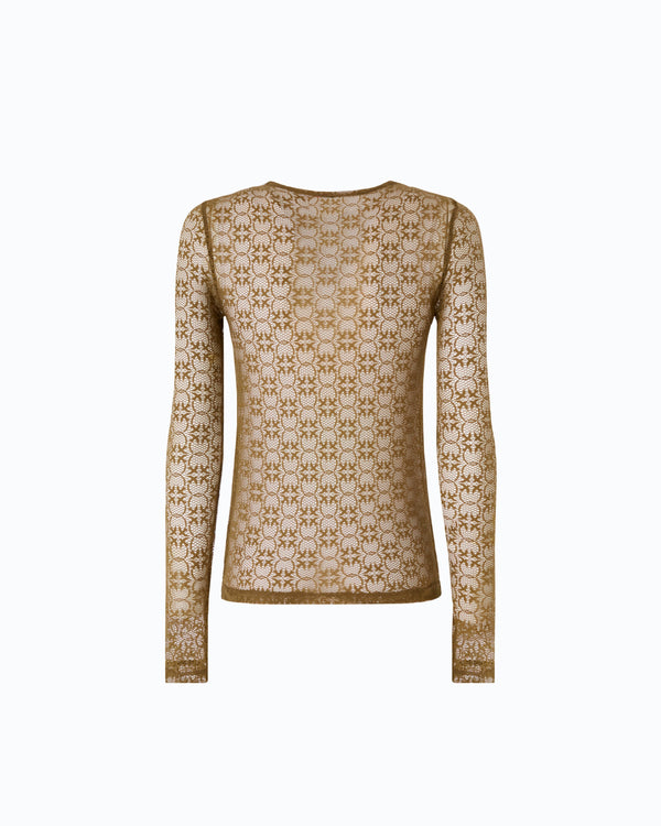 Stretch lace sweater with Love Birds logo motif