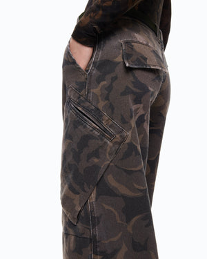 Cotton trousers with floral camouflage motif