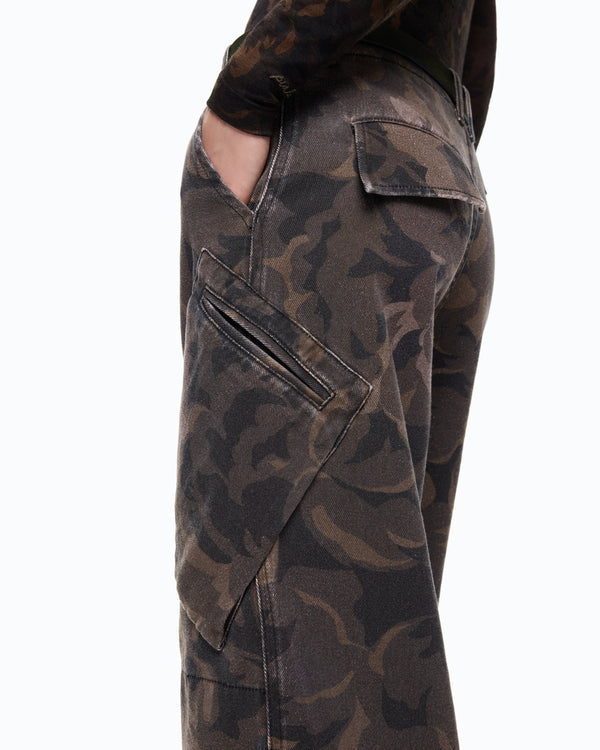 Cotton trousers with floral camouflage motif