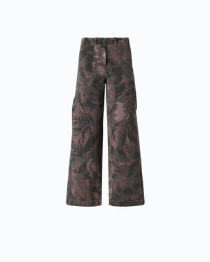 Cotton trousers with floral camouflage motif