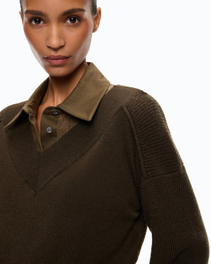 Cropped wool sweater with balloon sleeves