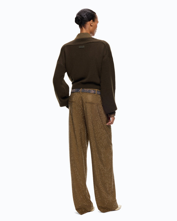 Cropped wool sweater with balloon sleeves