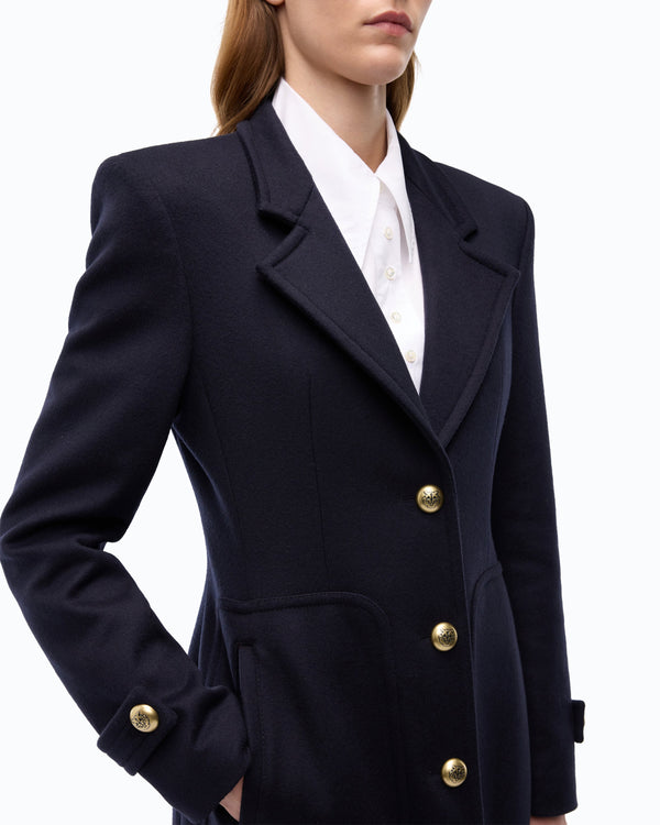 Long coat in wool-blend cloth